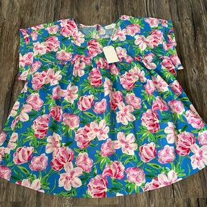 Emily Wonder Blue Floral Blouse – Size 1X (NWT)